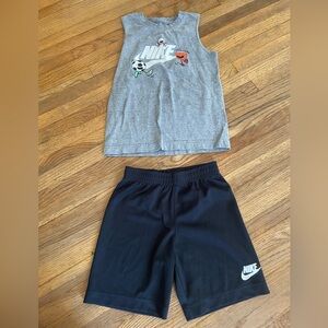 Nike Gray Graphic Tank and Black Shorts Set